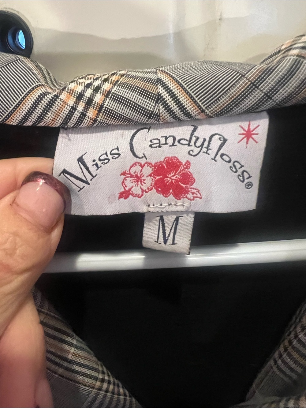 Miss Candyfloss Black Dress with Plaid Trim